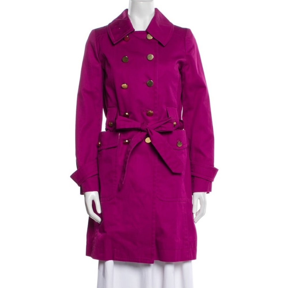 Women’s Magenta Double-Breasted Trench Coat with Belt